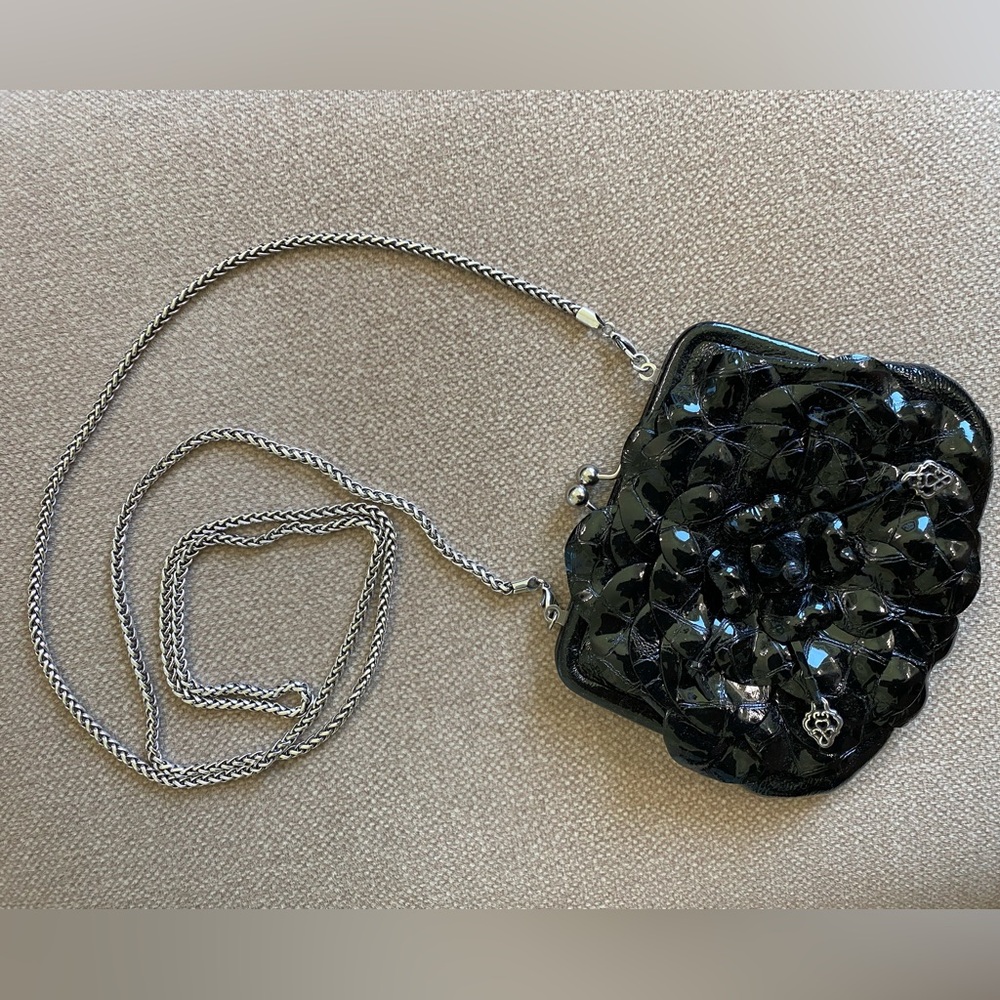 Brighton Roselie Shine Black Coin/Clutch with Elegant Chain Strap